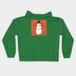 Holiday Snowman with trees Kids Hoodie